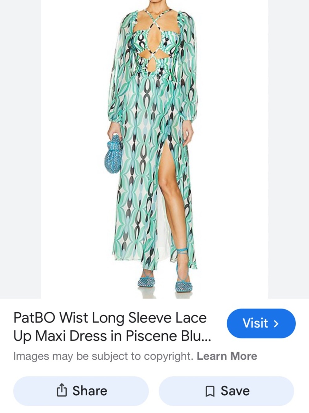 PatBO Green & Aqua Crochet-Bodice Printed Maxi Dress - Picture 4 of 4